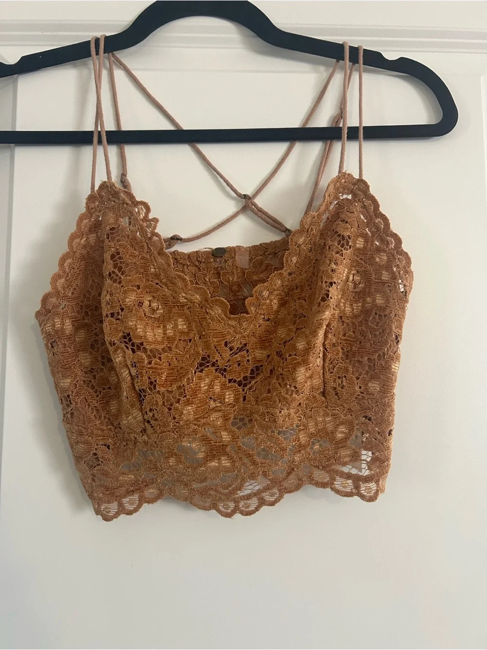 Free People Lace Bralette in Camel Tan
